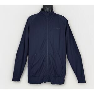 Alphalete Jacket Mens XL Navy Blue Full Zip Pockets Long Sleeve Workout Gym Logo